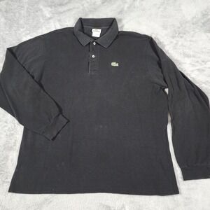Lacoste Polo Shirt Mens 2XL Black Long Sleeve Pique Cotton Crocodile Logo‎ Patch